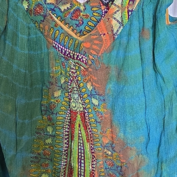 Vibrant Green and Brown Boho Tank Top - Picture 3 of 7